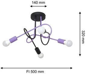 Felületre szerelhető csillár OXFORD 4xE27/15W/230V fekete/lila