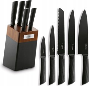 Rozsdamentes acél konyhakés készlet fa blokkban 6 részes