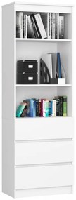 Polcos szekrény / könyvespolc fiókokkal - Akord Furniture R603SZ - fehér