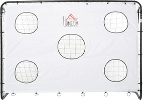 HOMCOM Foci Kapu Gyerekeknek és Felnőtteknek PE Hálóval, Fém és Oxford, Fehér és Fekete, 240x88x171,5cm | Aosom
