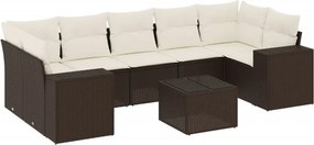 vidaXL 8 részes barna polyrattan kerti ülőgarnitúra párnákkal