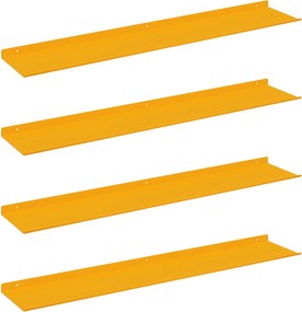 vidaXL Lebegő polc 4 pcs Mustár sárga 100 x 18 x 2,5 cm Acél