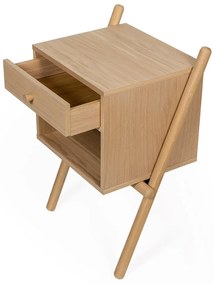 Natúr színű éjjeliszekrény tölgyfa dekorral Wiru – Woodman