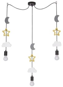 Gyermek csillár zsinóron TRIO 3xE27/20W/230V szürke/sárga/fehér