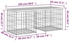 tömör duglászfenyő gabion kerti pad 103x44x42 cm