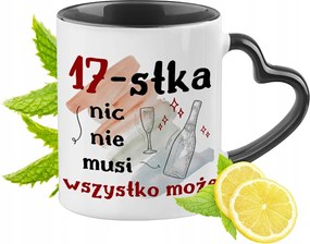 Születésnapra 17 17-es Fekete Bögre Szív Alakú Füllel Ajándék