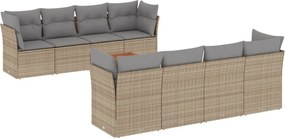 vidaXL 9 részes bézs polyrattan kerti ülőgarnitúra párnákkal