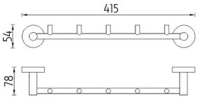 NIMCO UN 13054-5-26 - Fali törölközőtartó UNIX 41,5 cm fényezett króm