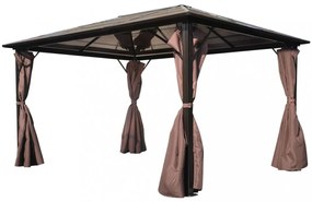 alumínium kerti pavilon barna függönnyel 400 x 300 cm