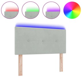 LED Fejtámla Gombos Foltos Világosszürke 80 cm Bársony