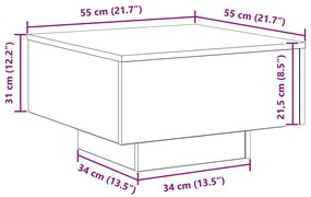 Fekete tölgy Kávózóasztal 55x55x31 cm Mérnöki fa