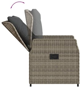3 részes szürke polyrattan kerti étkezőgarnitúra párnával