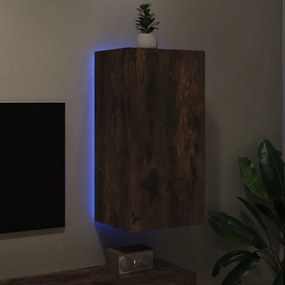 füstös tölgy színű fali TV-szekrény LED-ekkel 40,5x35x80 cm