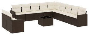 12 részes barna polyrattan kerti ülőgarnitúra párnákkal