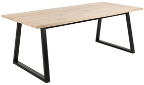 Asztal Oakland 981Fekete, Vad tölgy, 75x100x220cm, Közepes sűrűségű farostlemez, Természetes fa furnér, Természetes fa furnér