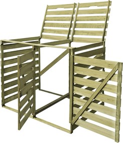 vidaXL impregnált fa dupla kukatároló gurítható szemetes kukákhoz 240L