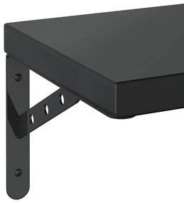 2 db fekete rozsdamentes acél fali polc 50 x 23,5 cm
