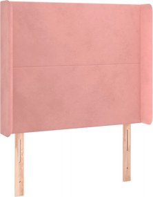 rózsaszín bársony fejtámla szárnyakkal 83x16x118/128 cm
