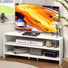 HOMCOM 120 cm-es Sarok TV Állvány 2 Nyitott Polccal, Modern Fa TV Állvány Hálószobába és Nappaliba | Aosom
