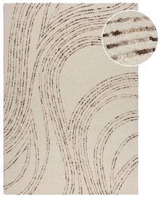 Barna-krémszínű gyapjú szőnyeg 80x150 cm Abstract Swirl – Flair Rugs