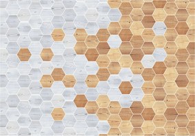 Fotótapéta Fa Hatszögek Geometria Fa szerkezet 416x290 +ragasztó