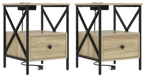 Éjjeliszekrény 2 pcs sonoma tölgy 41.5 x 40.5 x 55 cm Faanyag