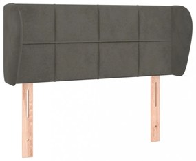 sötétszürke bársony fejtámla szárnyakkal 93x23x78/88 cm