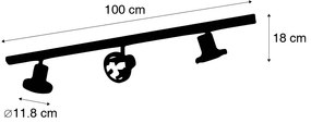 Modern sínrendszer 3 fekete spotlámpával, 1 fázisú, 100 cm - Iconic Jeany
