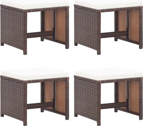 vidaXL 4 db barna polyrattan kerti ülőke párnával
