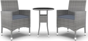 vidaXL 3 részes szürke polyrattan kerti étkezőgarnitúra
