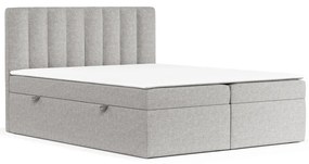 Világosszürke ágyneműtartós boxspring ágy 140x200 cm Novento – Maison de Rêve