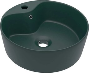 vidaXL matt sötétzöld luxus kerámia mosdókagyló túlfolyóval 36x13 cm