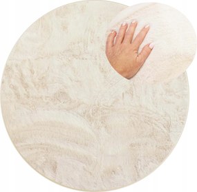 Plüss Szőnyeg Nyuszi Szőrme Puha Bársony Rabbit Krém Kerek 100 cm