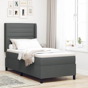 Boxspring Ágy Matraccal és LED Fekete Szürke 90x200 cm Szövet