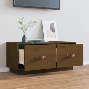 mézbarna tömör fenyőfa TV-szekrény 80 x 34 x 35 cm