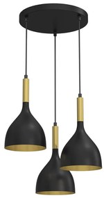 Csillár zsinóron NOAK 3xE27/15W/230V fekete/arany