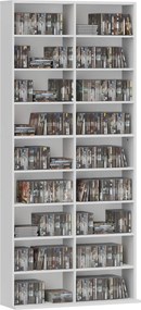HOMCOM CD DVD Blu-ray Polc - CD Állvány akár 640 CD-hez, 360 DVD-hez vagy 430 Blu-ray-hez - Állítható Polcú Média Tartó a Térben 78,5 x 24 x 175 cm Fe