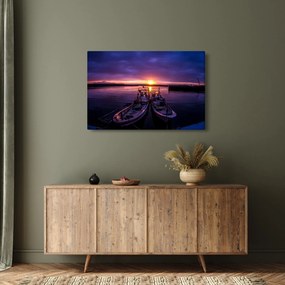 Egy halászhajók képe egy kikötőben (90x60 cm)