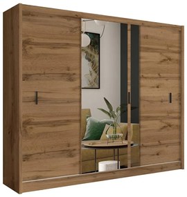 SABRINA szekrény tükörrel, 250x215 cm, woltan tölgy