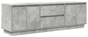 betonszürke TV-szekrény LED lámpákkal 160,5x41x50 cm
