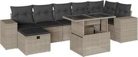 vidaXL 8 részes világosszürke polyrattan kerti ülőgarnitúra párnával