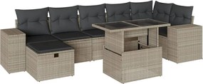 vidaXL 8 részes világosszürke polyrattan kerti ülőgarnitúra párnával