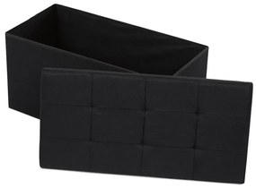 Tárolós Puff, Fekete Szövet. TAB-462 BK2