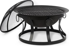Blumfeldt Pentos, 2 az 1-ben tűzrakóhely és grill, Ø 73 cm, szikrák elleni védelem, Ø 60 cm grill, fekete