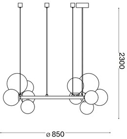 Ideal Lux - LED Csillár zsinóron PERLAGE 14xG9/3W/230V átm. 85 cm arany/füstös