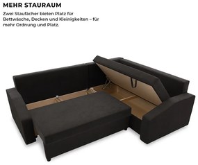 Grande Plus sarokkanapé, jobboldali, szövet anyag, fekete