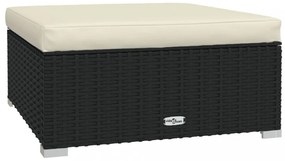 4 részes fekete polyrattan kerti bútorszett párnákkal