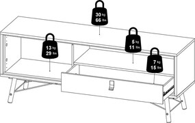 Natúr színű TV-állvány tölgyfa dekorral 150x60x40 cm Ry – Tvilum