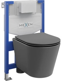 Mexen beĂ©pĂthetĆ Felix XS-F WC vĂĄz WC csĂ©szĂ©vel Rico Ă©s leeresztĆ automatikĂĄs ĂŒlĆkĂ©vel, SötĂ©tszĂŒrke matt - 68030724071