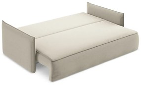 Bézs bársony kinyitható-tárolóhelyes kanapé 225 cm Hula – Makamii